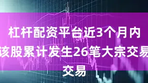杠杆配资平台近3个月内该股累计发生26笔大宗交易